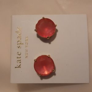 Kate Spade Large Round Gumdrop Crystal Studs Earrings Bright Pink NWT